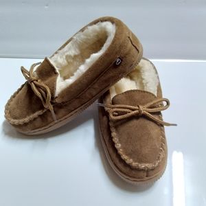 Lam Slippers Kids Size 1 Chestnut Faux Fur Lined Slip On Nwt